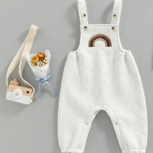 Baby Piger Ærmeløs Jumpsuit Overalls Regnbuebroderi Børnetøj