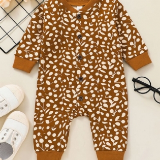 Baby Piger Bomuld Langærmede Bukser Jumpsuits Med Print Til Vinter