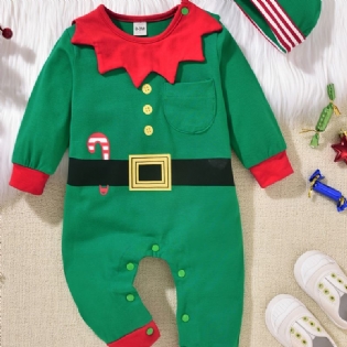 Baby Piger Drenge Bomuld Jumpsuits & Hatte Sæt Til Jul