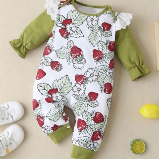 Baby Piger Flæse Langærmet Blomsterprint Jumpsuit Babytøj