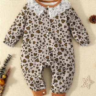 Baby Piger Flæse Leopard Langærmet Jumpsuit