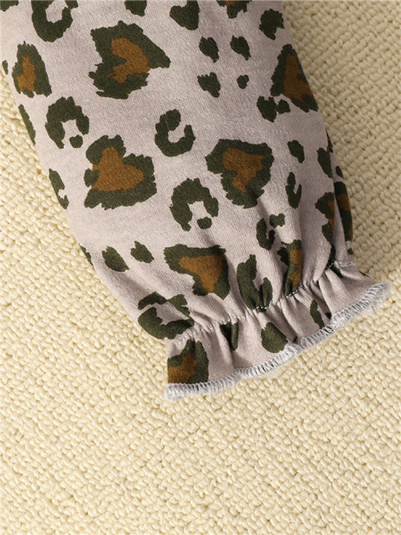 Baby Piger Flæse Leopard Langærmet Jumpsuit