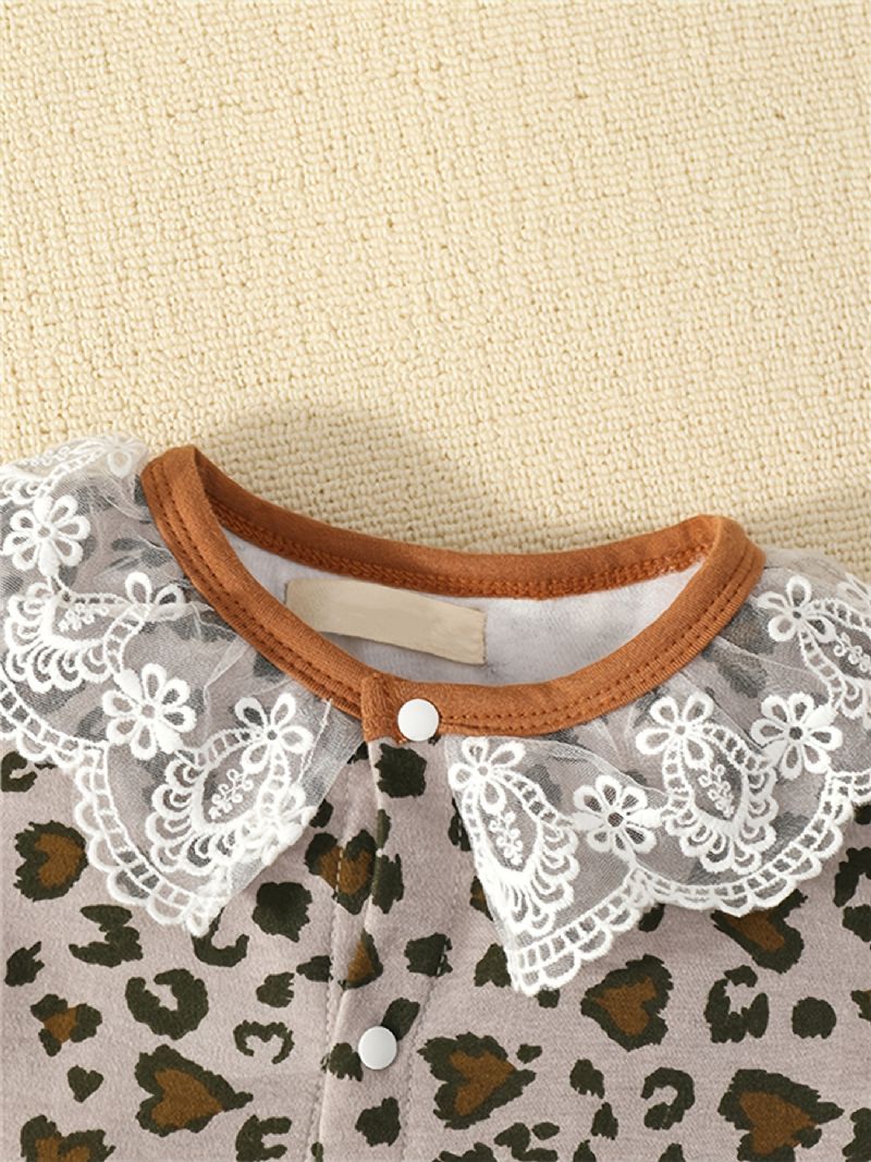 Baby Piger Flæse Leopard Langærmet Jumpsuit