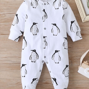 Baby Piger Footies Penguin Print Rompers Jumpsuits