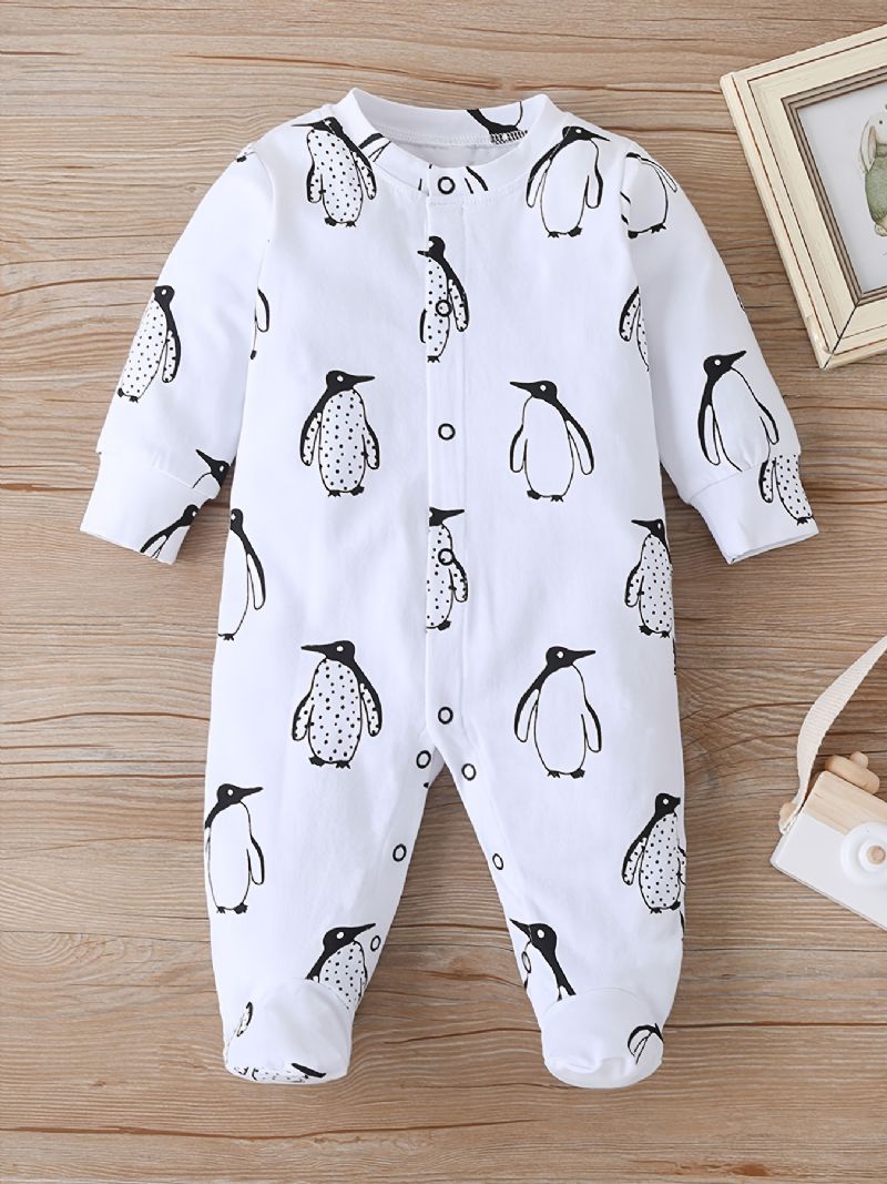 Baby Piger Footies Penguin Print Rompers Jumpsuits