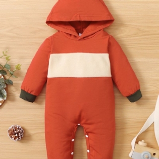 Baby Piger Fox Shape Kontrast Hem Colorblock Langærmet Jumpsuit