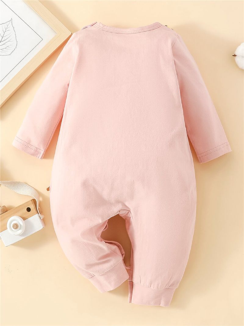 Baby Piger Giraffe Coconut Tree Printet Langærmet Jumpsuit