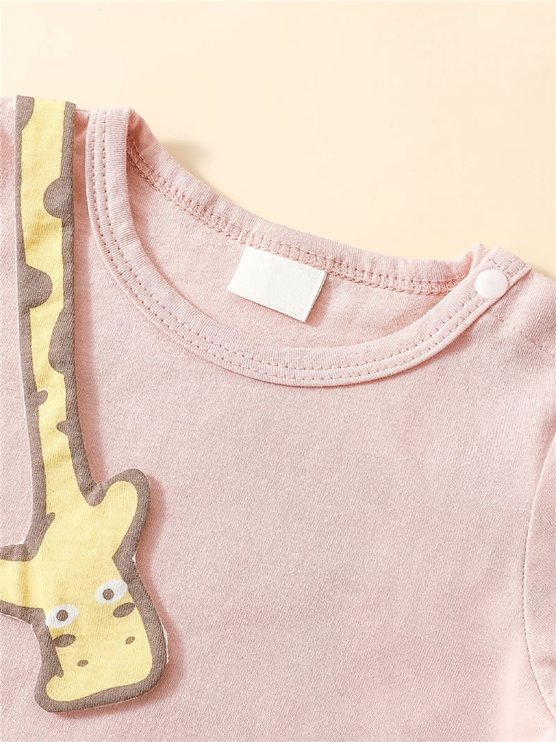 Baby Piger Giraffe Coconut Tree Printet Langærmet Jumpsuit