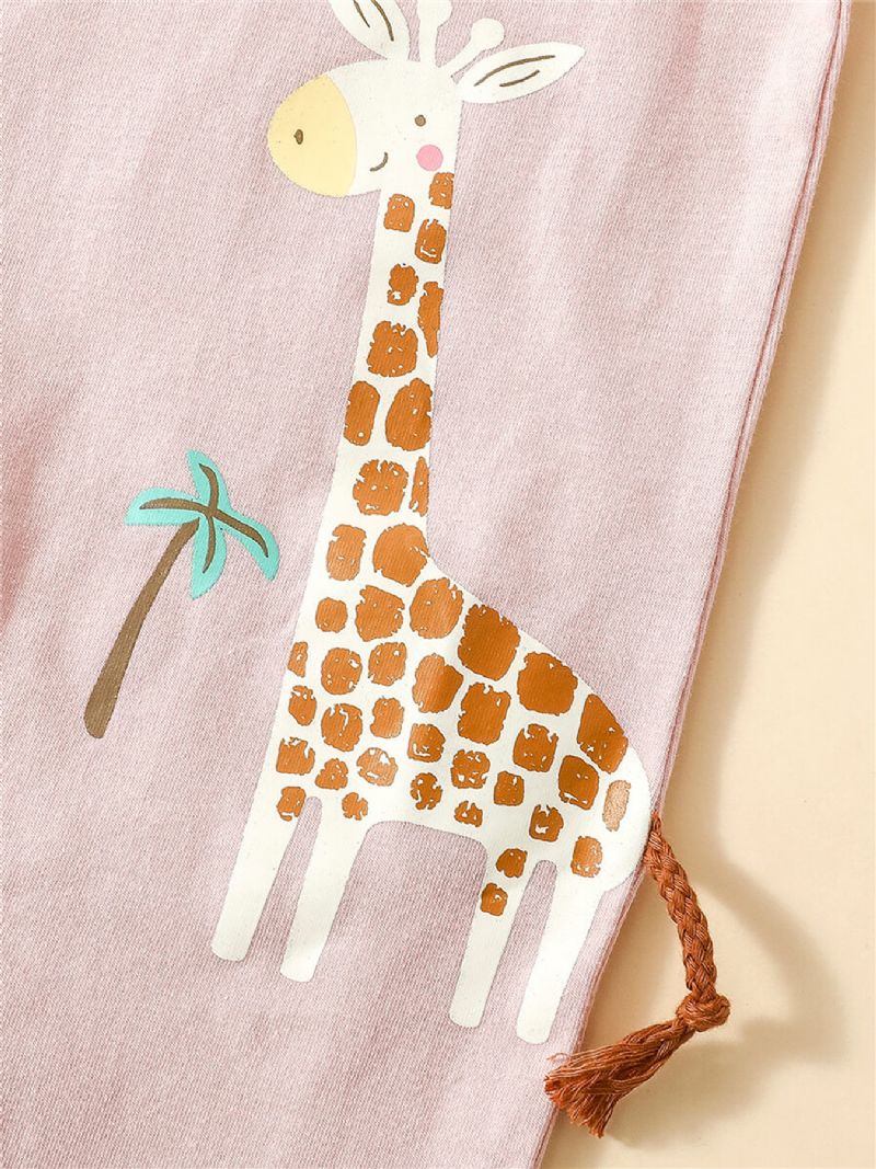 Baby Piger Giraffe Coconut Tree Printet Langærmet Jumpsuit