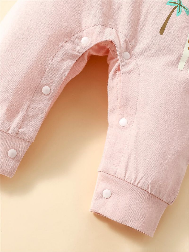 Baby Piger Giraffe Coconut Tree Printet Langærmet Jumpsuit