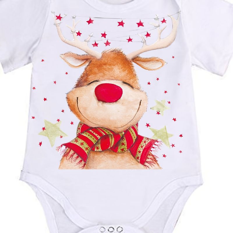 Baby Piger Jul Søde Hjorte Print Onesie Jumpsuit Tøj