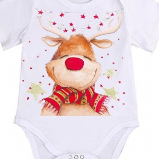 Baby Piger Jul Søde Hjorte Print Onesie Jumpsuit Tøj