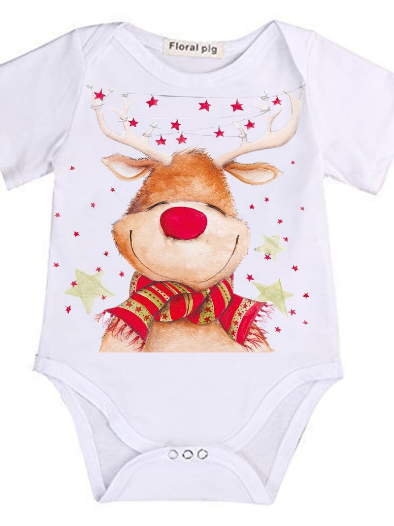 Baby Piger Jul Søde Hjorte Print Onesie Jumpsuit Tøj