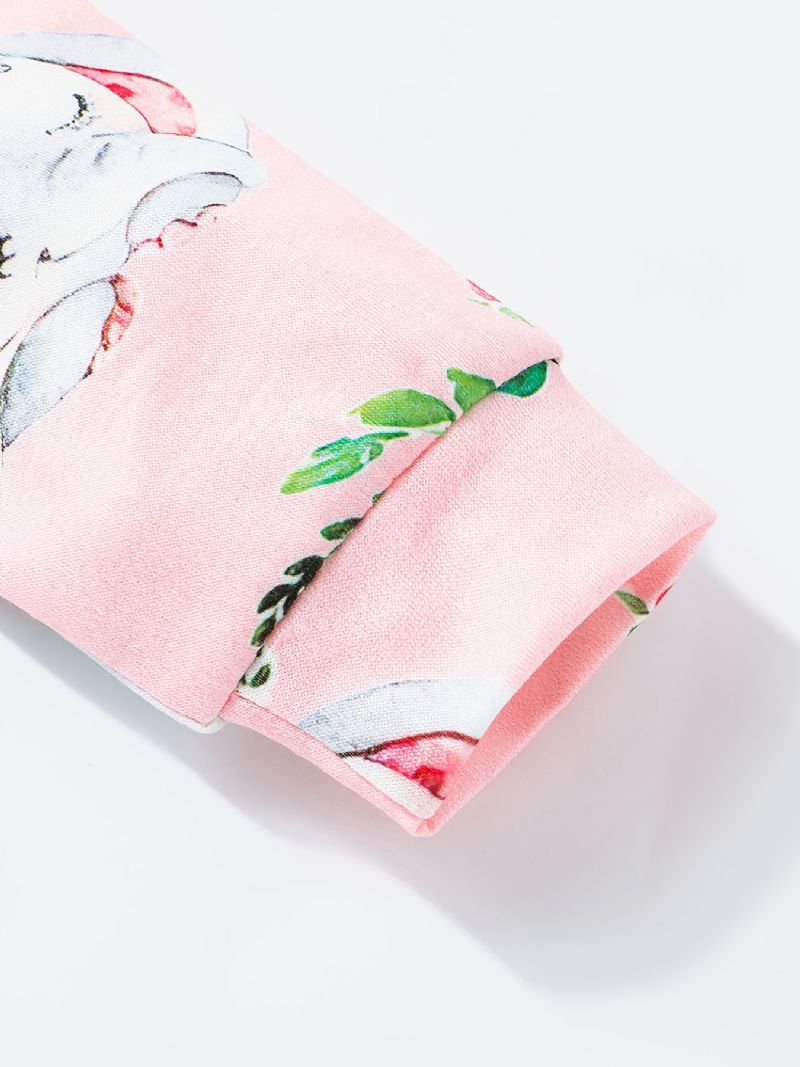 Baby Piger Langærmede Jumpsuits Med Blomster Elefant Print