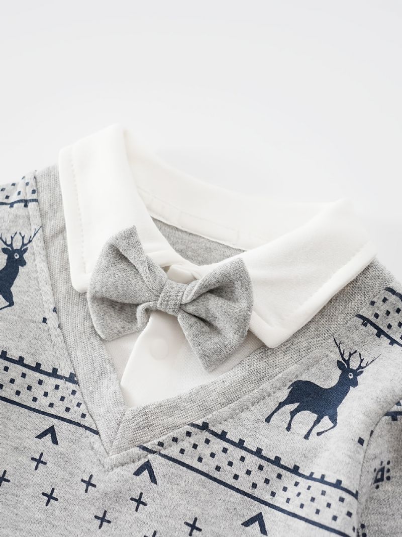 Baby Piger Polo Neck Gentleman Jumpsuit Babytøj Til Jul