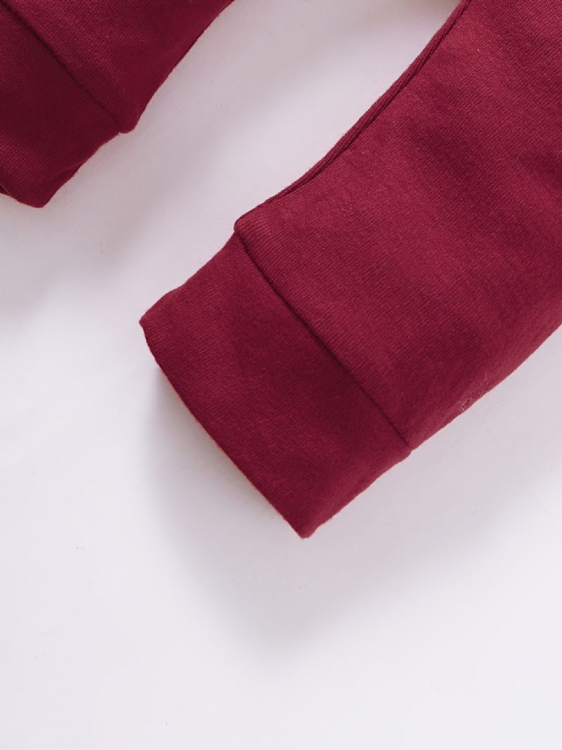 Baby Piger Solid Crew Neck Hætte Jumpsuit Romper Babytøj