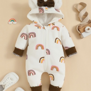 Baby Piger Sweet Rainbow Print Hættetrøje Langærmet Jumpsuit
