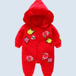 Baby Piger Tyk Hætte Jumpsuit Romper Til Vinter Ny Jul