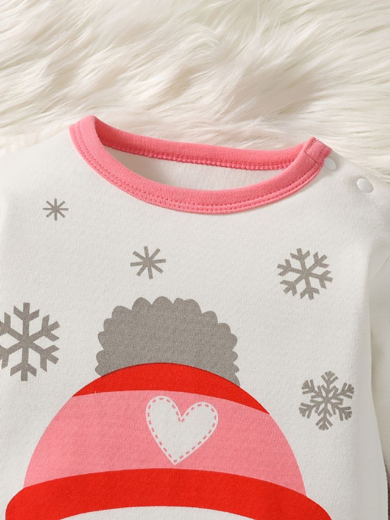 Baby Romper Snowman Print Langærmet Rundhals Jumpsuit Piger Drenge Børn Tøj