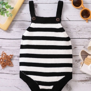 Baby Suspender Jumpsuit Casual Stribet Ærmeløs Strikket Bukse