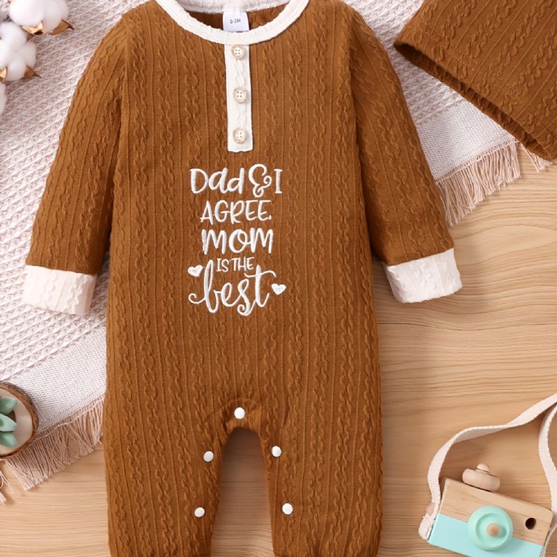 Baby Unisex Basic Ensfarvet Langærmet Jumpsuit
