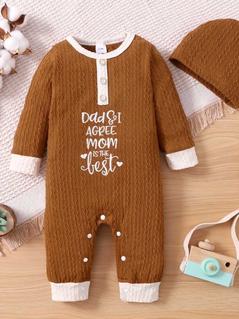 Baby Unisex Basic Ensfarvet Langærmet Jumpsuit