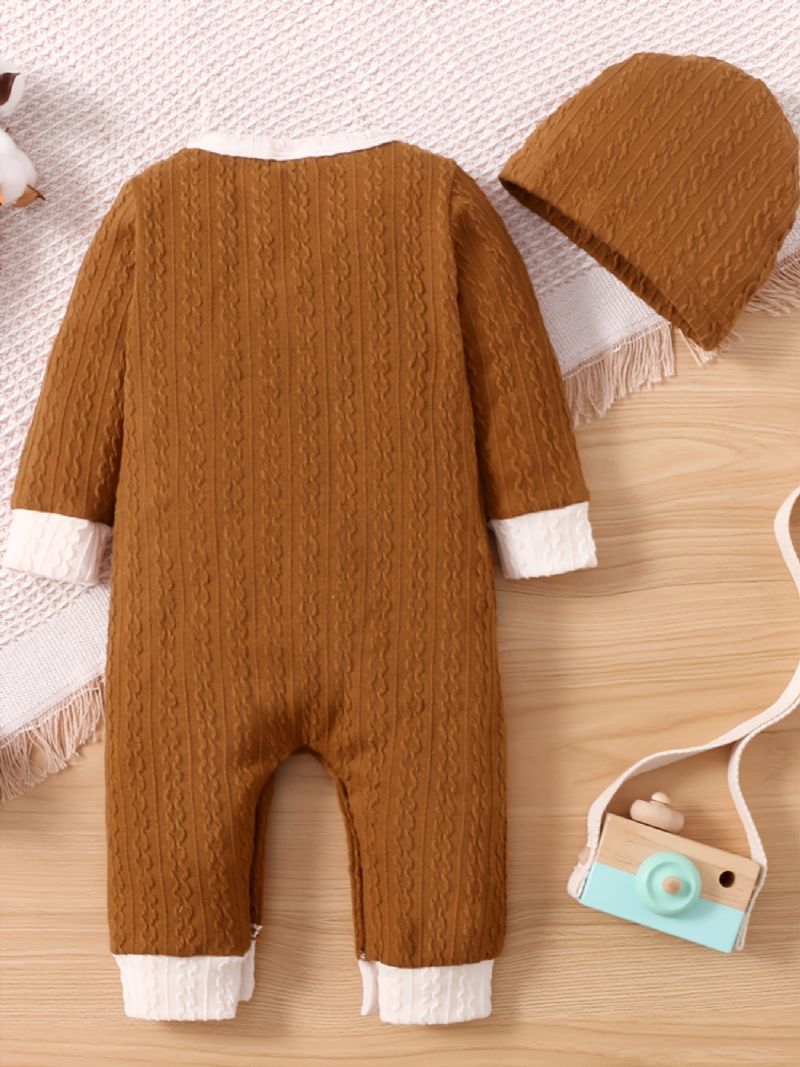 Baby Unisex Basic Ensfarvet Langærmet Jumpsuit