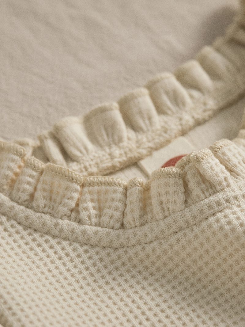 Babypiger Casual Solid Flæsende Rullebukser Langærmet Termisk Jumpsuit Børnetøj