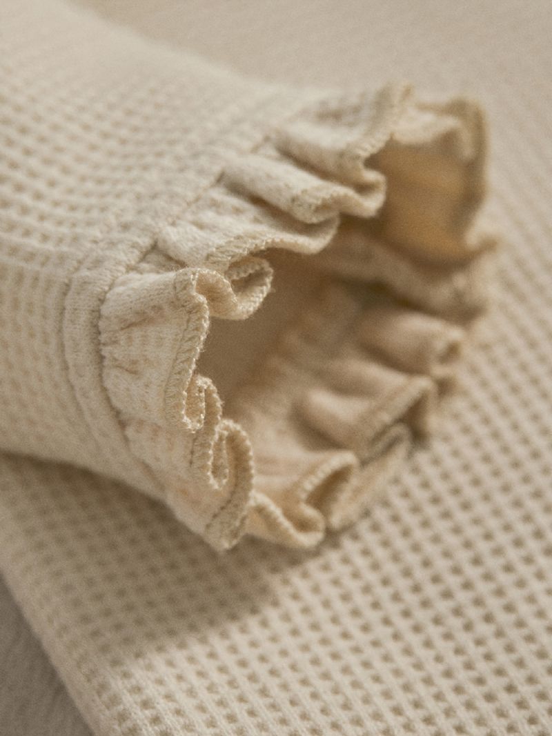 Babypiger Casual Solid Flæsende Rullebukser Langærmet Termisk Jumpsuit Børnetøj