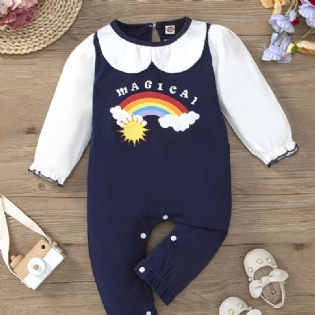 Babypiger Jumpsuit Unisex Langærmede Trøjer Med Regnbueprint Babytøj
