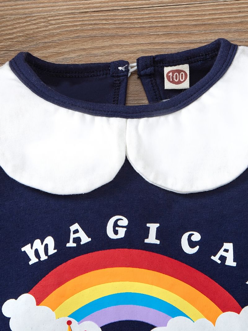 Babypiger Jumpsuit Unisex Langærmede Trøjer Med Regnbueprint Babytøj