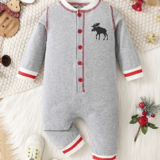 Babypiger Jumpsuit Unisex Rompers Med Eik Print Til Jul