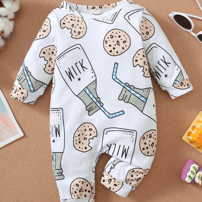 Babypiger Jumpsuit Unisex Trøjer Med Flaskeprint