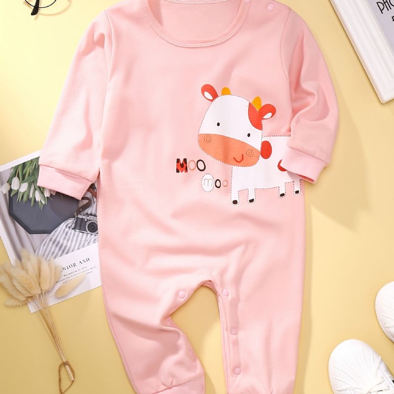Babypiger Jumpsuits Langærmede Trøjer Med Ko Print