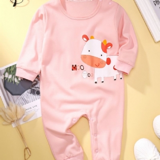 Babypiger Jumpsuits Langærmede Trøjer Med Ko Print