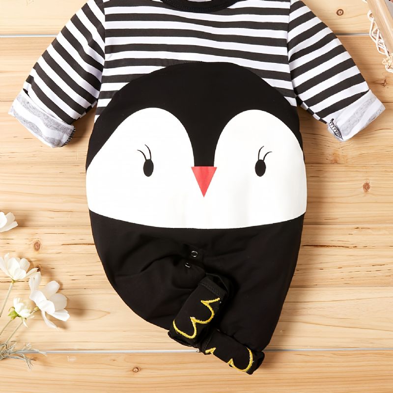 Babypiger Jumpsuits Med Tegneserie Pingvinmønster