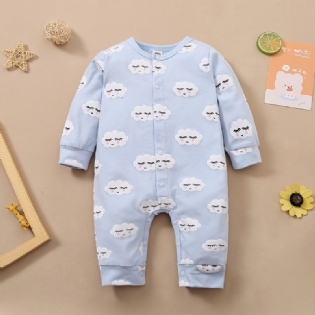 Babypiger Jumpsuits Med Tegneserie Skyprint