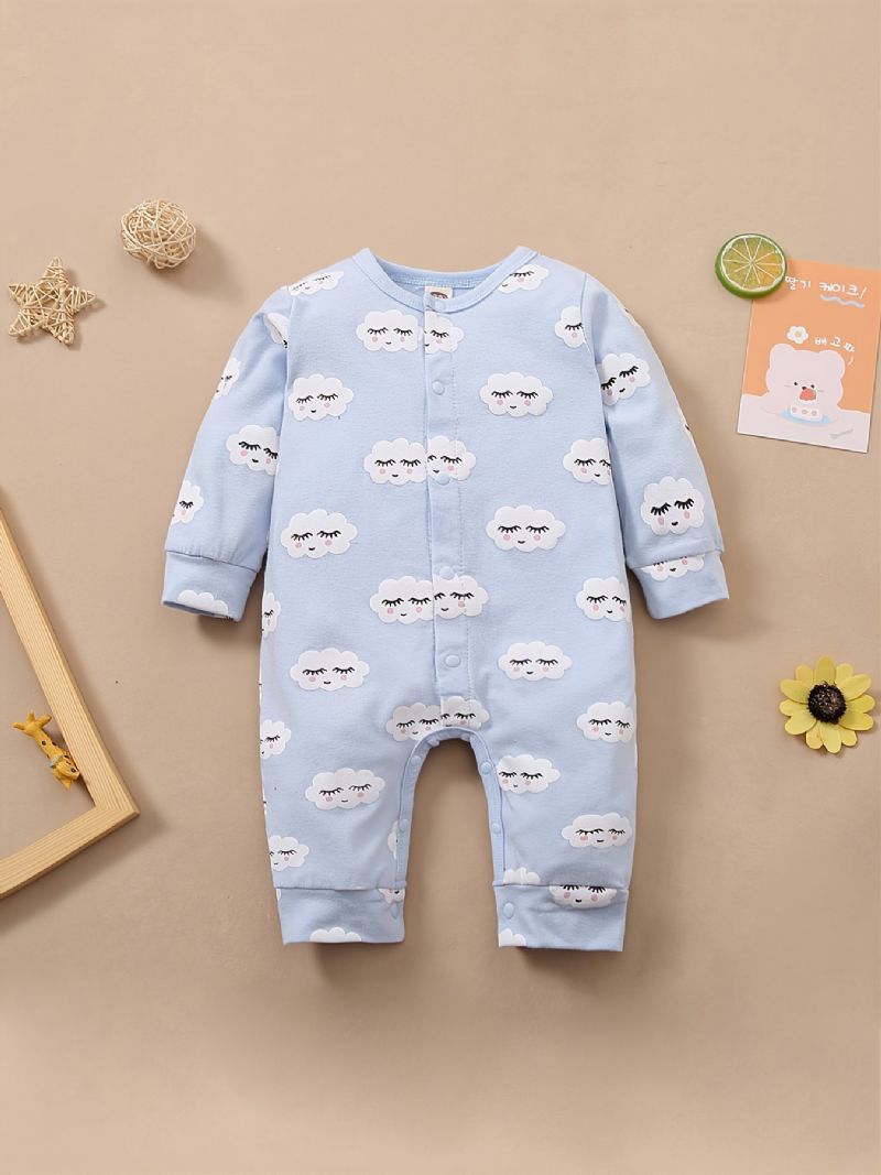 Babypiger Jumpsuits Med Tegneserie Skyprint
