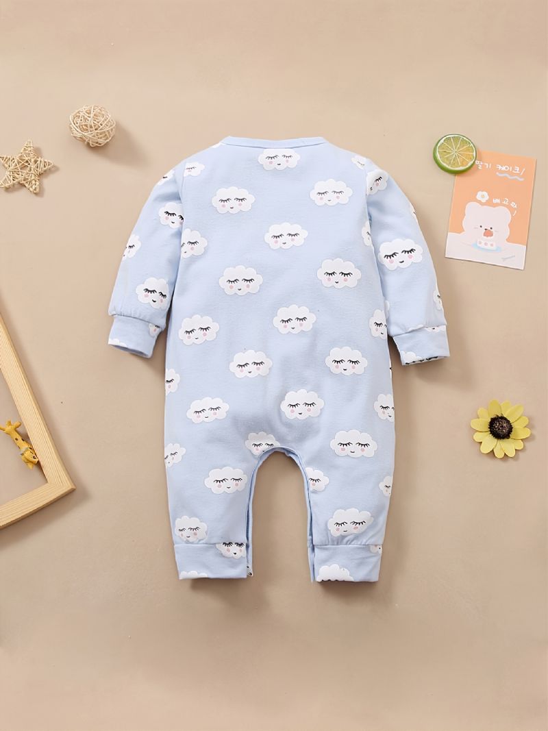 Babypiger Jumpsuits Med Tegneserie Skyprint