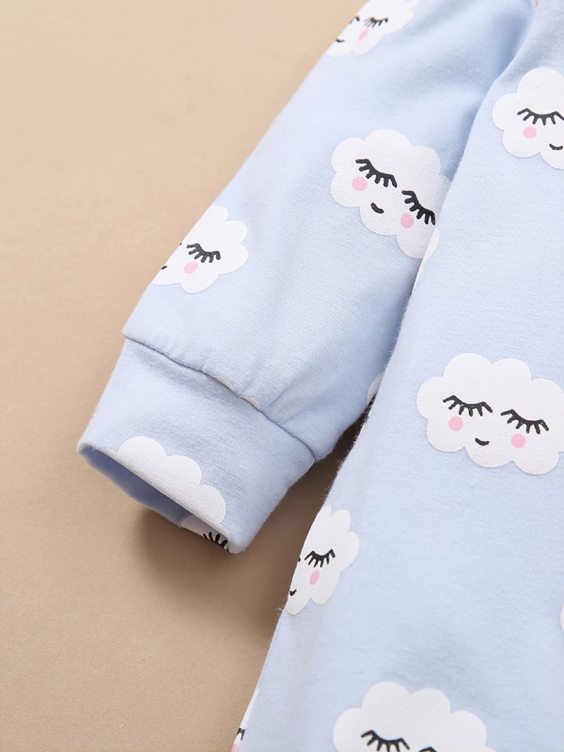 Babypiger Jumpsuits Med Tegneserie Skyprint