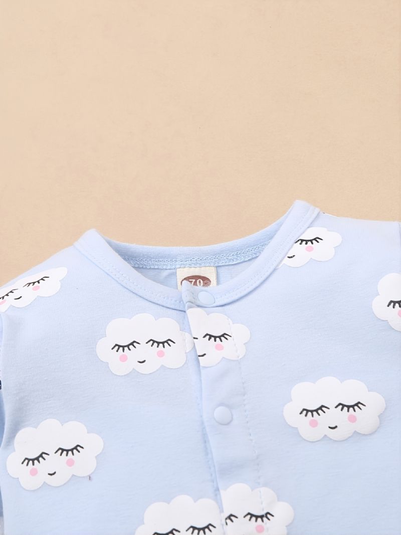 Babypiger Jumpsuits Med Tegneserie Skyprint