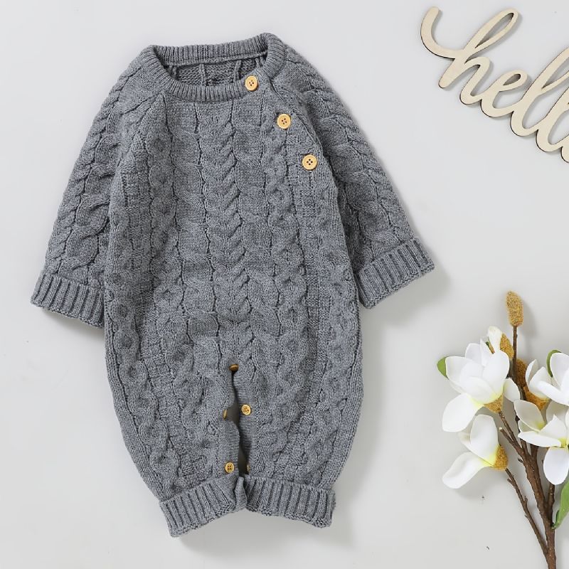 Babypiger Strikket Jumpsuits Til Efterår Og Vinter Ny