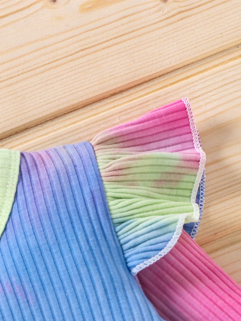 Drenge Og Piger Langærmede Tie Dye Romper Button Jumpsuit Bodysuit One Piece Ribbet Outfit Efterårstøj