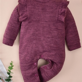 Efterår Vinter Baby Casual Burgundy Bomuld Jumpsuit