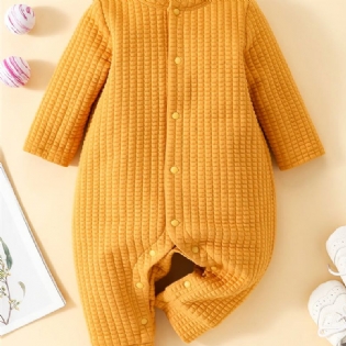 Ensfarvet Baby Jumpsuit Langærmede Bomuldsbukser Til Efterår Og Vinter