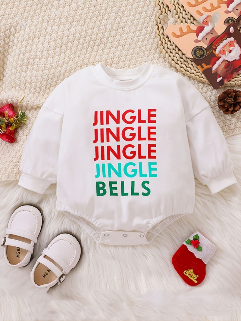 Jul Dejlige Baby Piger Drenge Romper Farverigt Brev Trykt Langærmet Sweatshirt Jumpsuits