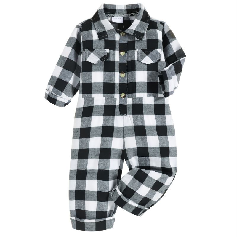 Jumpsuit Til Børn Med Gingham-dekor Til Efterår Og Vinter Nyhed