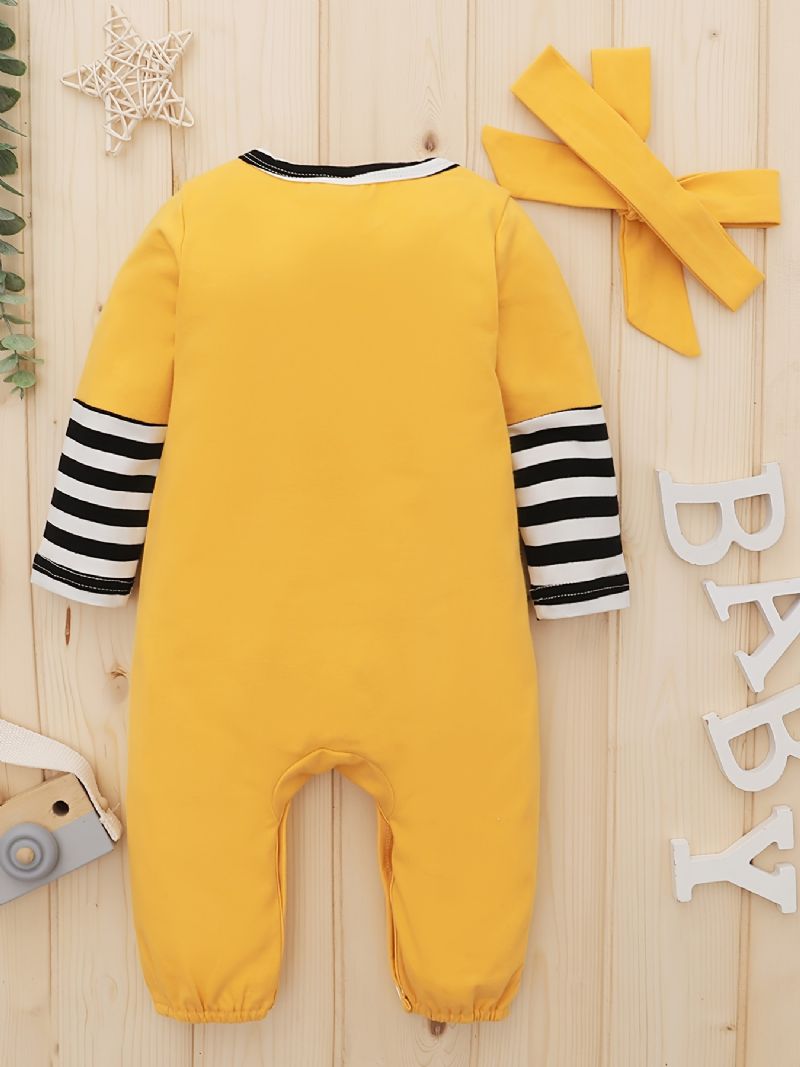 Jumpsuits Til Nyfødte Piger Med Giraftryk & Pandebånd Sæt Til Babyer