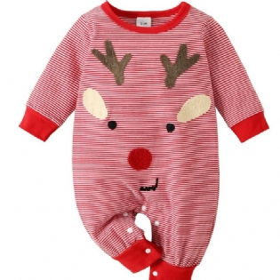 Newborn Christmas Elk Print Langærmet Jumpsuit