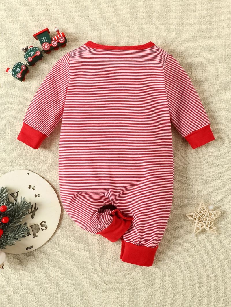 Newborn Christmas Elk Print Langærmet Jumpsuit